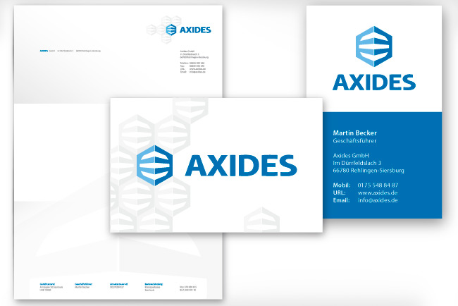 Logodesign, Geschäftspapiere Axides GmbH