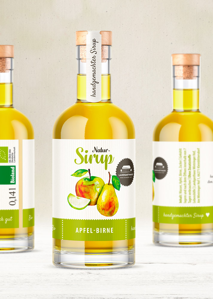 Etikettendesign Bio Natur Sirup für den Wintringer Hof