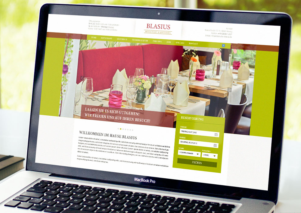 Webdesign Restaurant & Gästehaus Blasius
