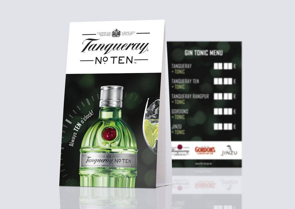 Tischaufsteller Tanqueray Ten