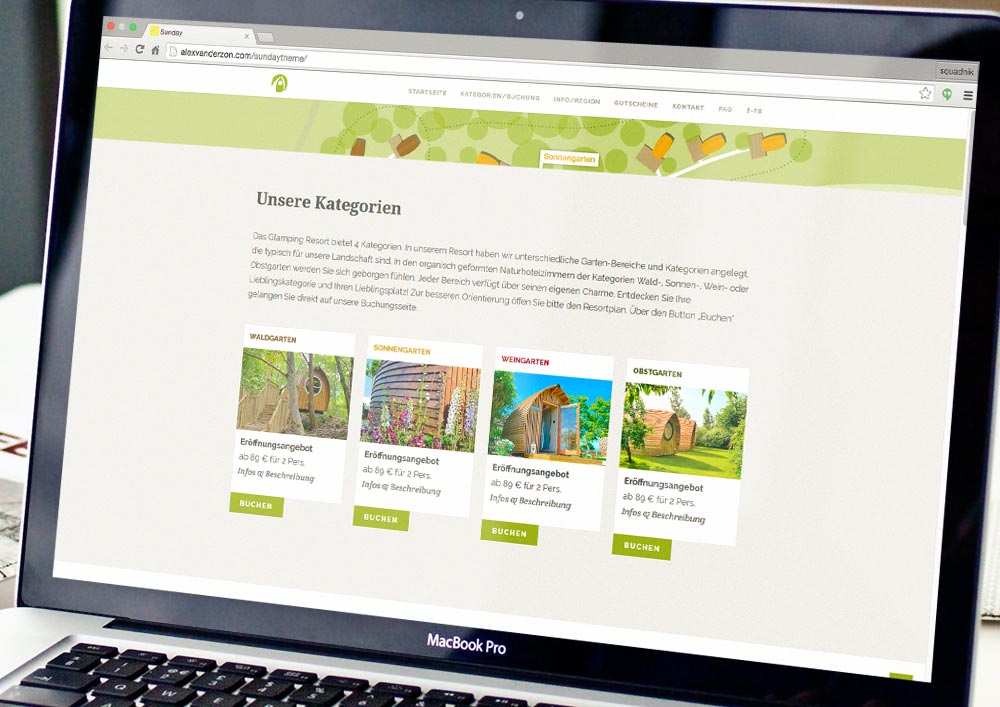 Webdesign Wordpress Homepage Glamping Resort
