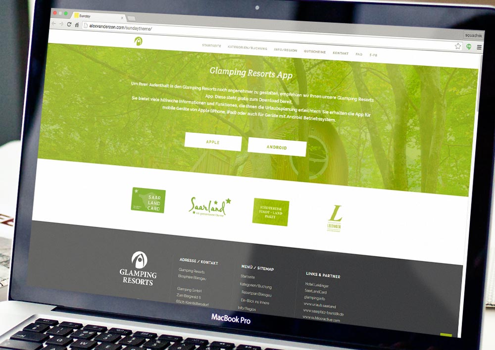 Webdesign Wordpress Homepage Glamping Resort
