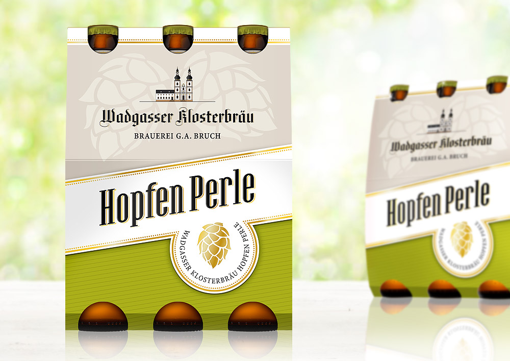 Etikettendesign, Plakatwerbung Hopfenperle für die saarbrücker Brauerei Bruch