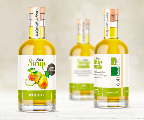 Design von Logo, Etiketten und Verpackungsdesign des Bio Natur Sirup