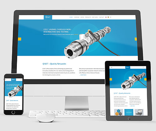 Q Net, zerstörungsfreie Materialprüfung - Corporate Design, Webdesign Wordpress