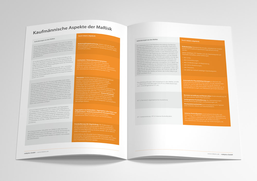 Design einer Broschüre für die Risklytics GmbH - Innenseiten