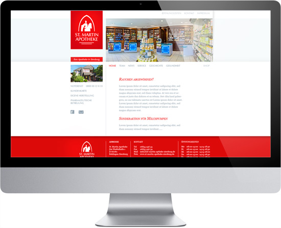 Webdesign-Startseite Apotheke St. Martin in Siersburg