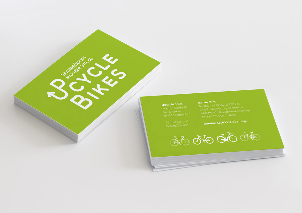 Design Geschäftsausstattung UpCycle Bikes Saarbrücken